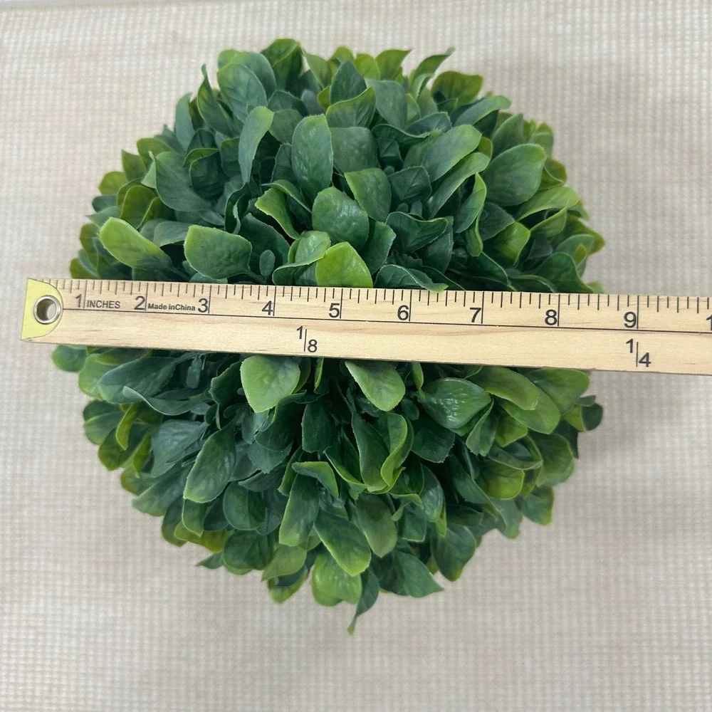 Artificial Boxwood Topiary Ball in Pink Etched Leaf‎ Ceramic Pot 10in Green Faux